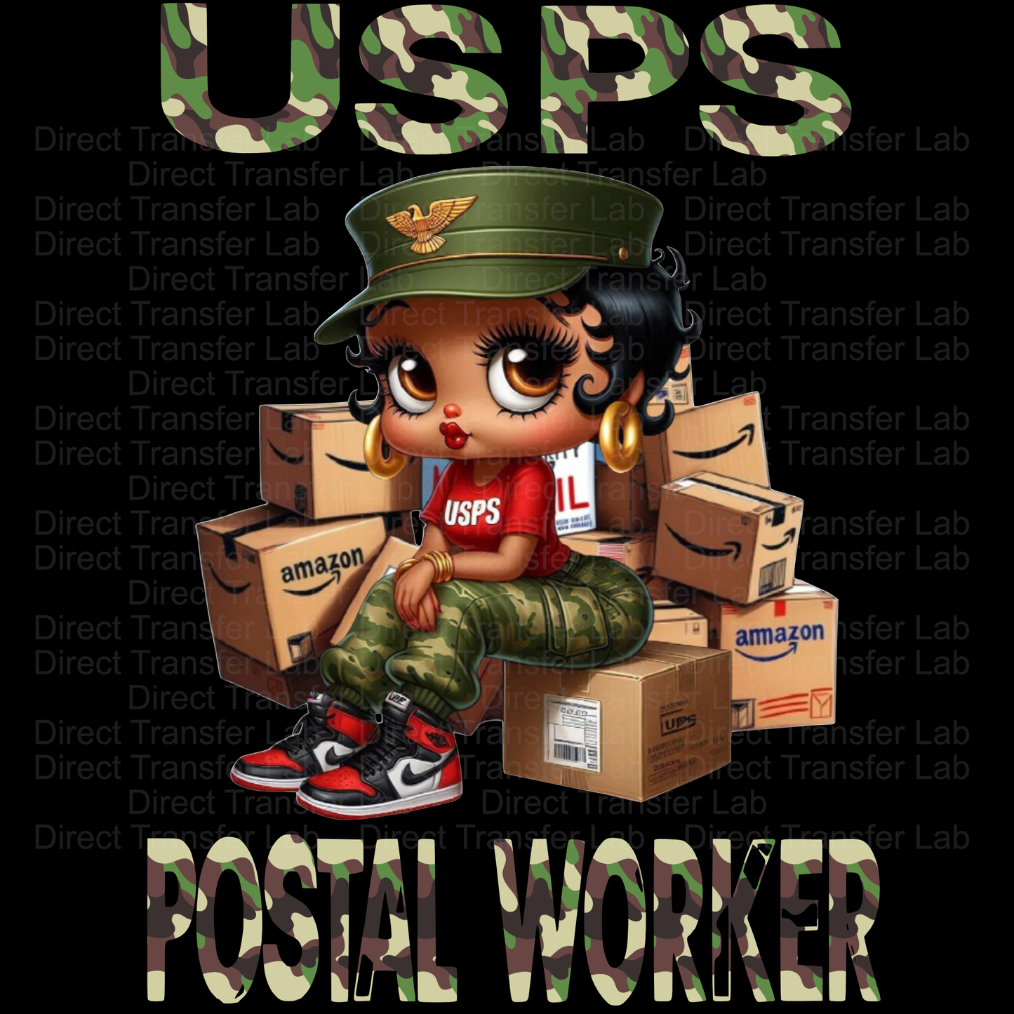 "Betty Boop Camo" Postal Worker DTF Print