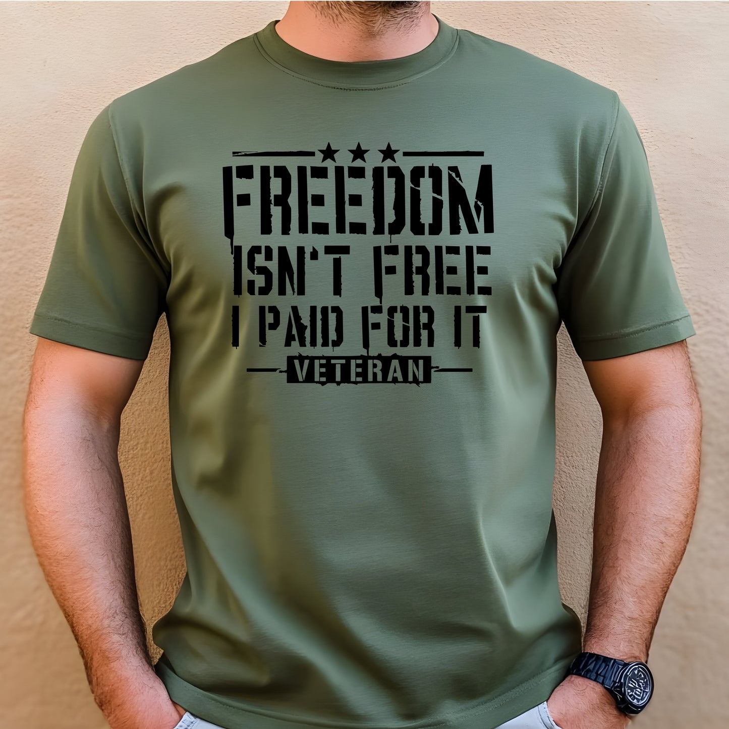 Veterans T-Shirt "Freedom is not Free I Paid For It" Black Print Edition