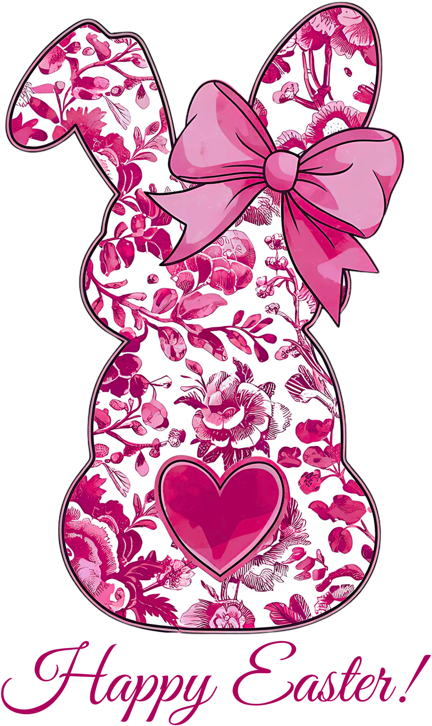 "Happy Easter" Pink Floral Bunny Print