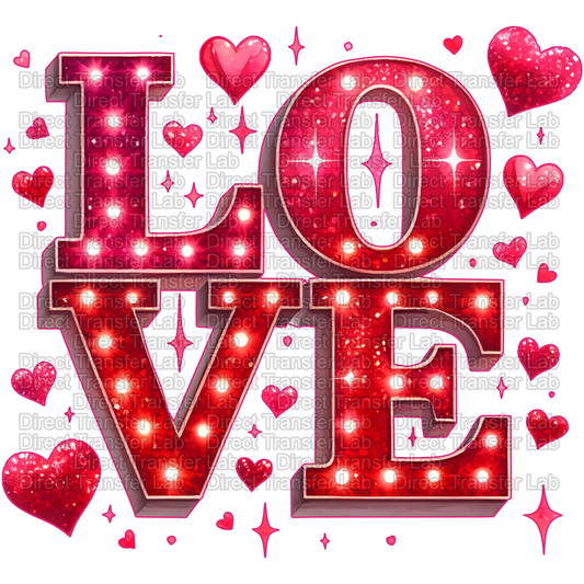 Love Pink Simulated Glitter DTF Transfer