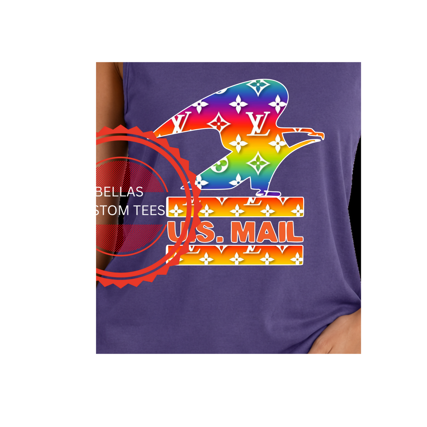 Postal Eagle, designer with rainbow
