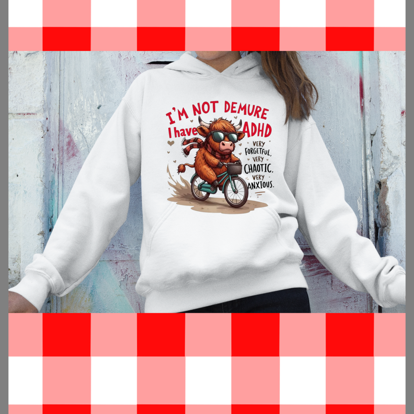 Funny Cow I Don't Demure I Have ADHD! Color DTF Transfer