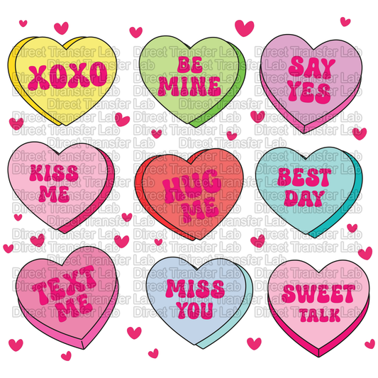 Candy Hearts Valentine DTF Transfer