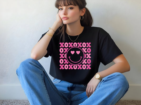 XOXOX Smiley Face Pink Color DTF Transfer