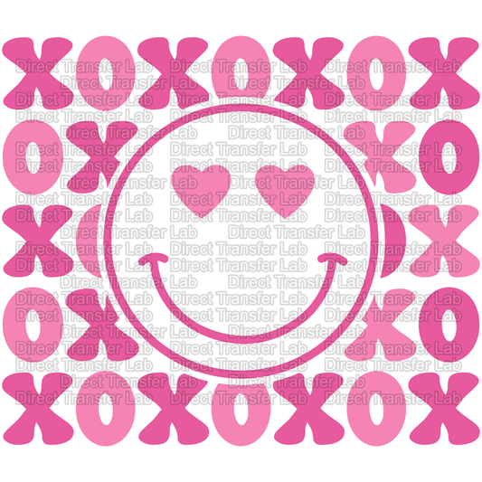 XOXOX Smiley Face Pink Color DTF Transfer