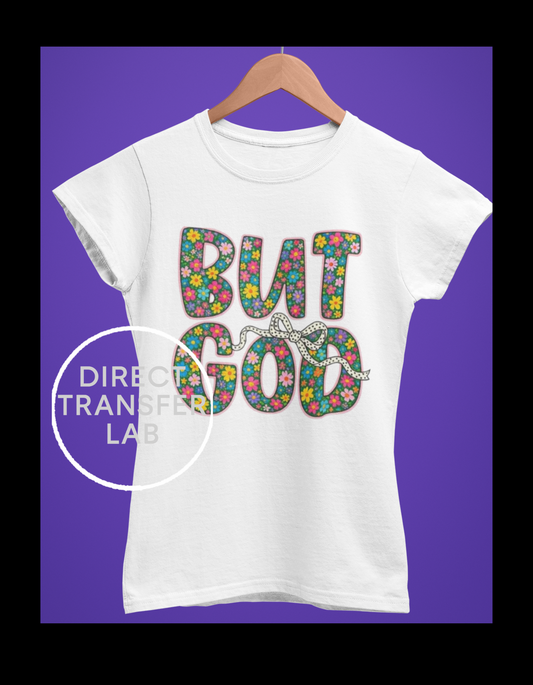 But God, dark floral DTF Print